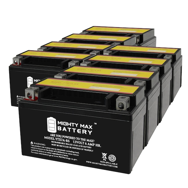 Mighty Max Battery YTX7A-BS 12V 6AH Replacement Battery compatible with High Performance Exide 7A-BS - 8PK MAX4002362 - main